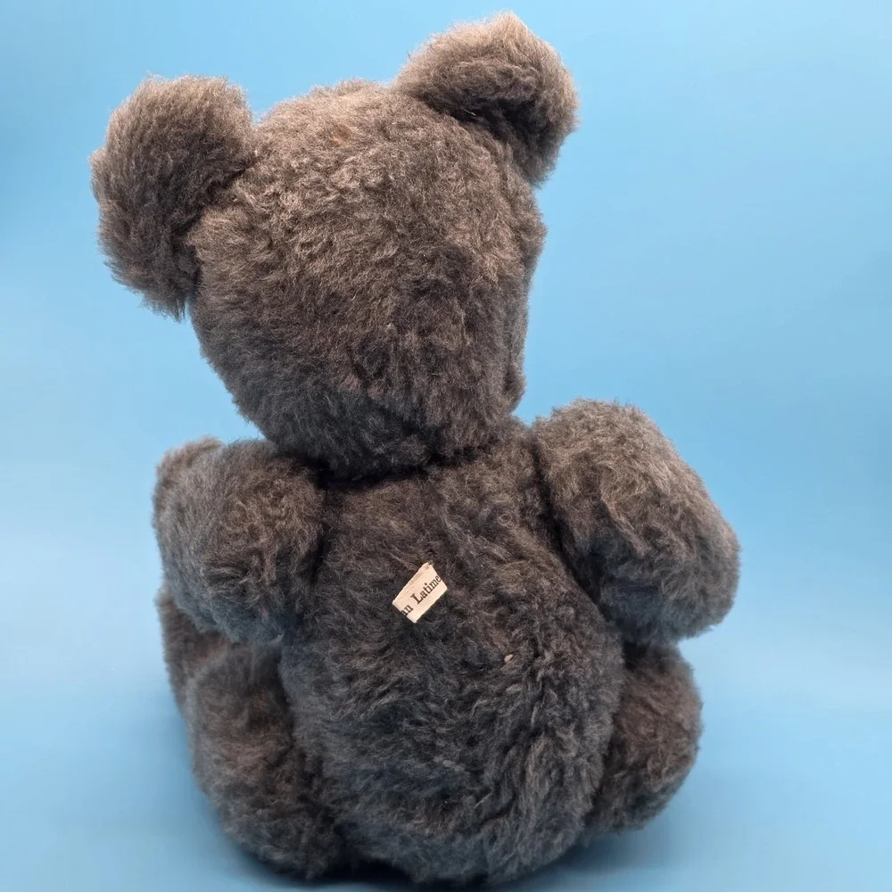 Vintage Jointed Teddy Bear Stuffed Animal Orange Eyes